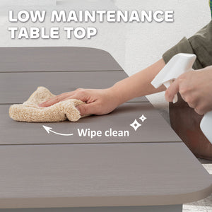 Garden Table, Outdoor Dining Table for 6 People, 160 x 90 x 74 cm, with Rust Resistant Metal Frame, WPC Top, for Balcony, Terrace, Dark Grey