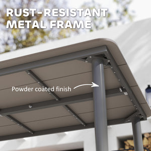 Garden Table, Outdoor Dining Table for 6 People, 160 x 90 x 74 cm, with Rust Resistant Metal Frame, WPC Top, for Balcony, Terrace, Dark Grey