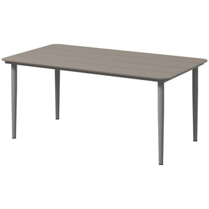 Garden Table, Outdoor Dining Table for 6 People, 160 x 90 x 74 cm, with Rust Resistant Metal Frame, WPC Top, for Balcony, Terrace, Dark Grey