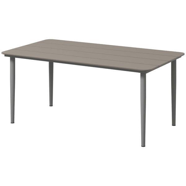 Garden Table, Outdoor Dining Table for 6 People, 160 x 90 x 74 cm, with Rust Resistant Metal Frame, WPC Top, for Balcony, Terrace, Dark Grey