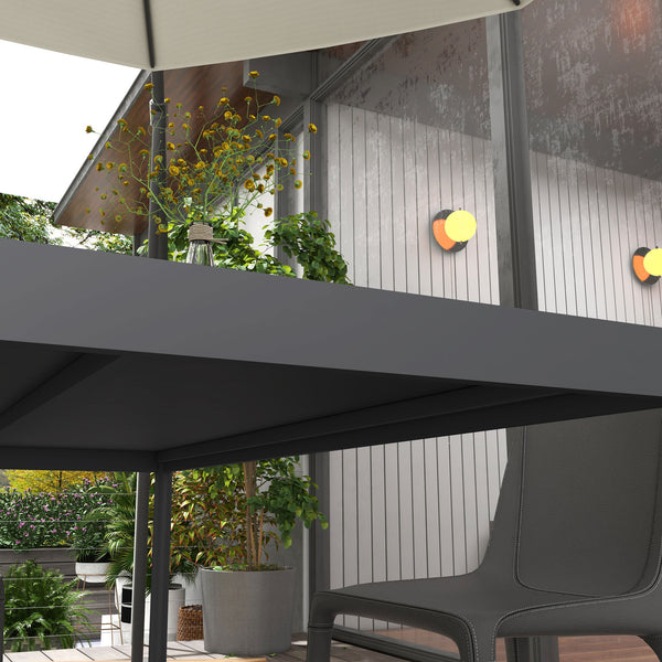 145cm Garden Table, Rectangle Outdoor Dining Table for 6 People, with Slatted Aluminium Top and Steel Legs, for Lawn, Balcony, Dark Grey