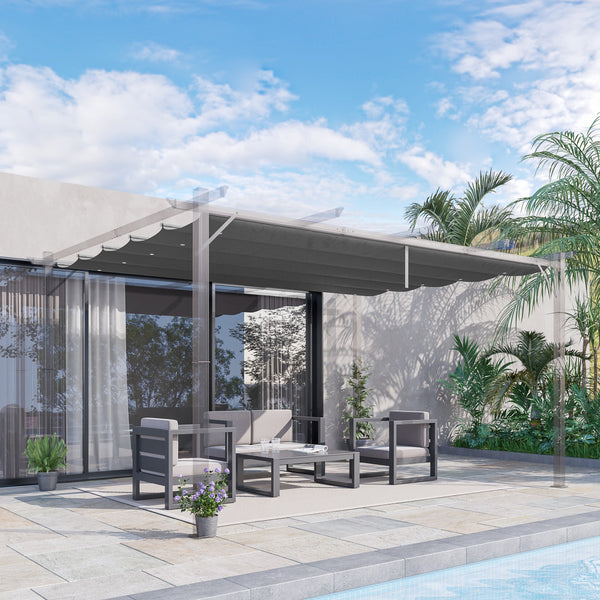 Retractable Pergola Shade Cover, Replacement Canopy Fabric for 4 x 3 (m) Pergola, Gazebo Retractable Roof, Dark Grey