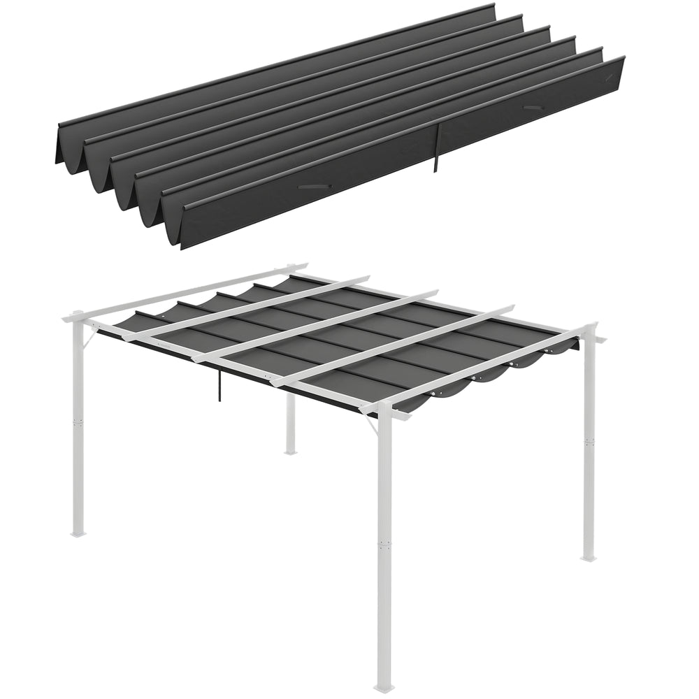 Retractable Pergola Shade Cover, Replacement Canopy Fabric for 4 x 3 (m) Pergola, Gazebo Retractable Roof, Dark Grey