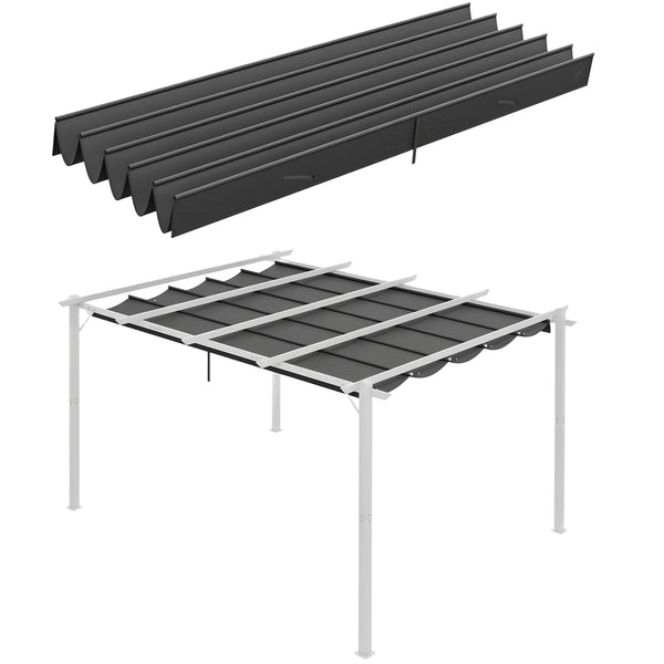 Retractable Pergola Shade Cover, Replacement Canopy Fabric for 4 x 3 (m) Pergola, Gazebo Retractable Roof, Dark Grey