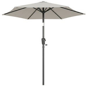 2m Garden Parasol Umbrella, Outdoor Table Parasol Umbrella with Crank Handle, Tilt Function, UV30+ Protection, Sun Shade Canopy for Patio, Beach, Light Grey