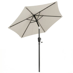 2m Garden Parasol Umbrella, Outdoor Table Parasol Umbrella with Crank Handle, Tilt Function, UV30+ Protection, Sun Shade Canopy for Patio, Beach, Light Grey