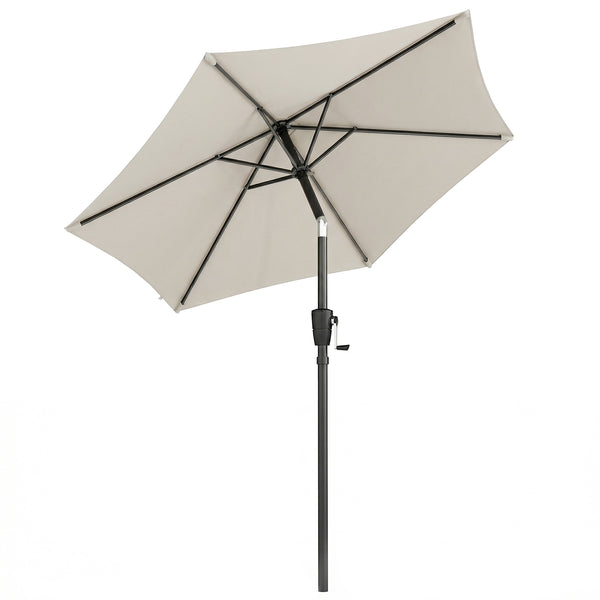 2m Garden Parasol Umbrella, Outdoor Table Parasol Umbrella with Crank Handle, Tilt Function, UV30+ Protection, Sun Shade Canopy for Patio, Beach, Light Grey