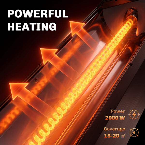 2000 W Electric Infrared Patio Heater with Cover, Free Standing/Wall Mounted IP65 Outdoor Garden Heater with Knob/Remote Control, 8 Heating Levels, 8H Timer, Tip-over Protection, Black