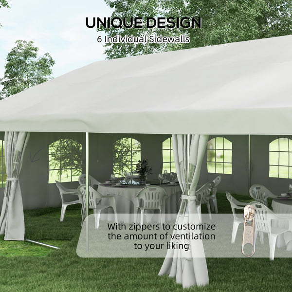 20' x 40' Party Tent, Heavy Duty Outdoor Canopy Tent Shelter with Removable Sidewalls, 2 Doors and 20 Windows, Large Tent for Parties, Wedding, Events, BBQ Grill, White