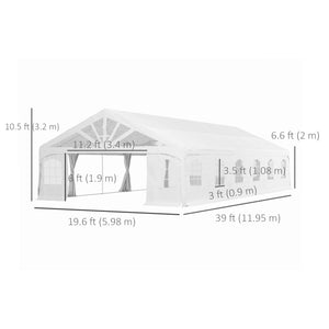 20' x 40' Party Tent, Heavy Duty Outdoor Canopy Tent Shelter with Removable Sidewalls, 2 Doors and 20 Windows, Large Tent for Parties, Wedding, Events, BBQ Grill, White