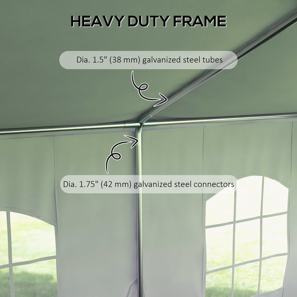 Outsunny 19.5' x 39' Party Tent, Heavy Duty Outdoor Canopy Tent Shelter with Removable Sidewalls, 2 Doors and 20 Windows, Large Tents for Parties, Wedding, Events, BBQ Grill, White