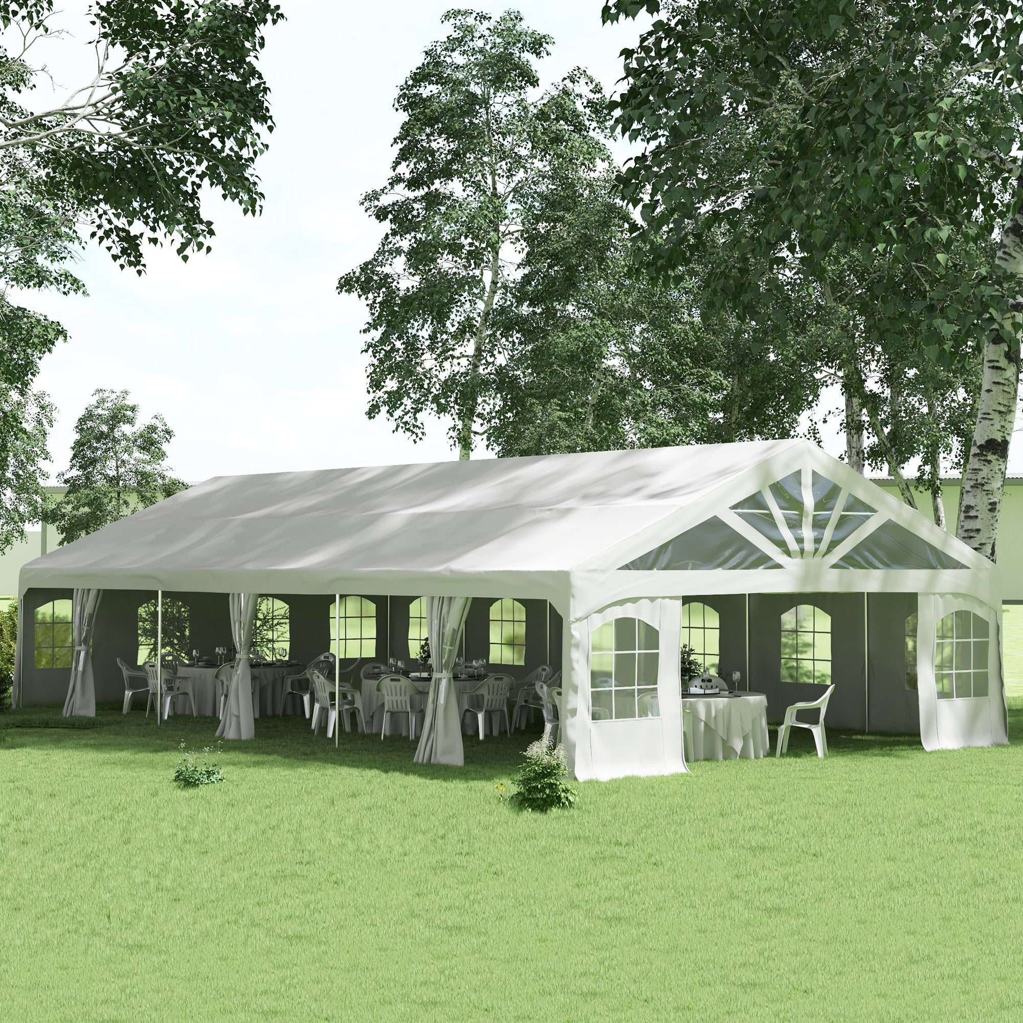 large canopy tent Outsunny Heavy Duty Party Tent, 19.5' x 39' Large Sun Shade Canopy Tent for Parties, Wedding, Events, BBQ Grill, White