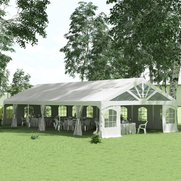 20' x 40' Party Tent, Heavy Duty Outdoor Canopy Tent Shelter with Removable Sidewalls, 2 Doors and 20 Windows, Large Tent for Parties, Wedding, Events, BBQ Grill, White