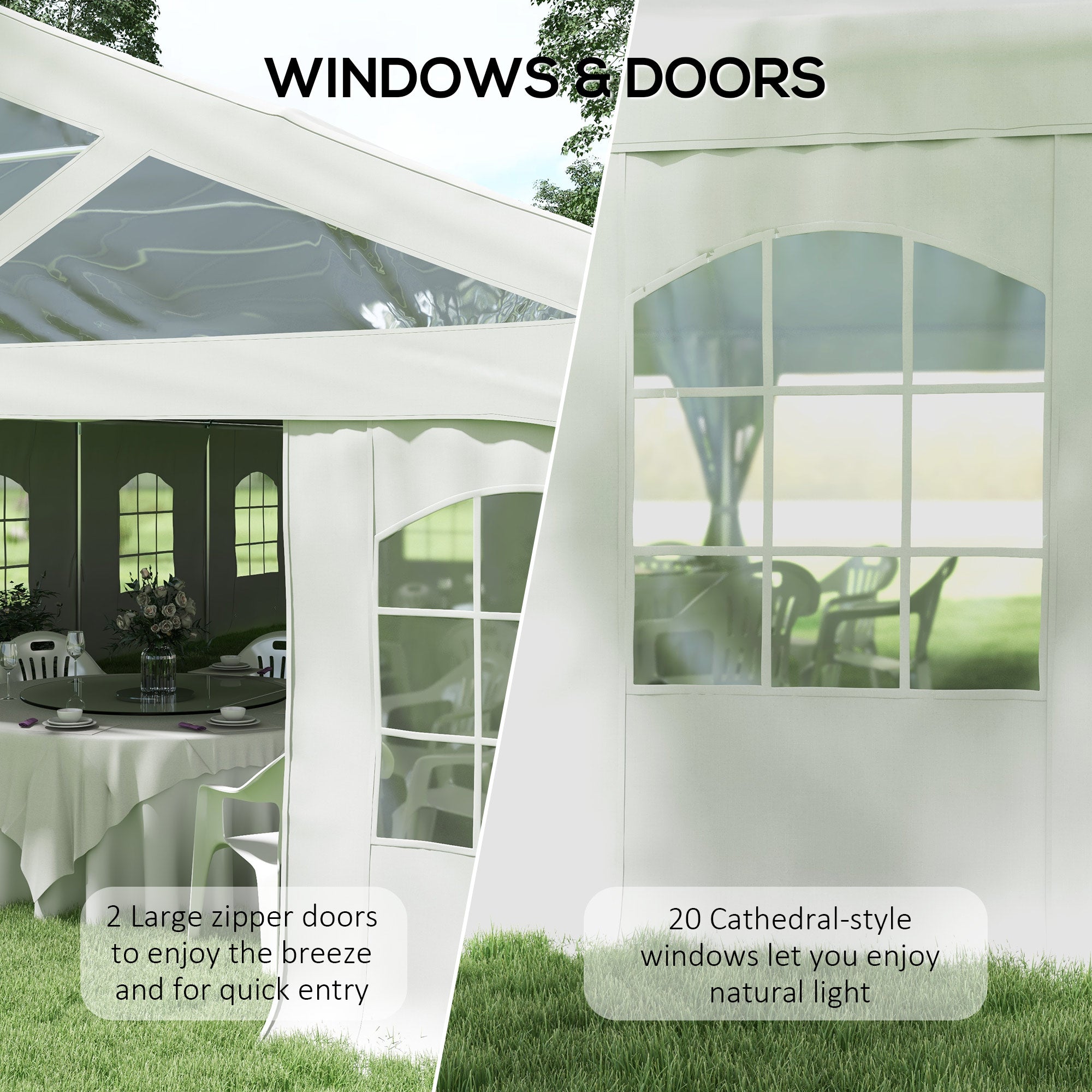 large tents for events Outsunny Heavy Duty Party Tent, 19.5' x 39' Large Sun Shade Canopy Tent for Parties, Wedding, Events, BBQ Grill, White
