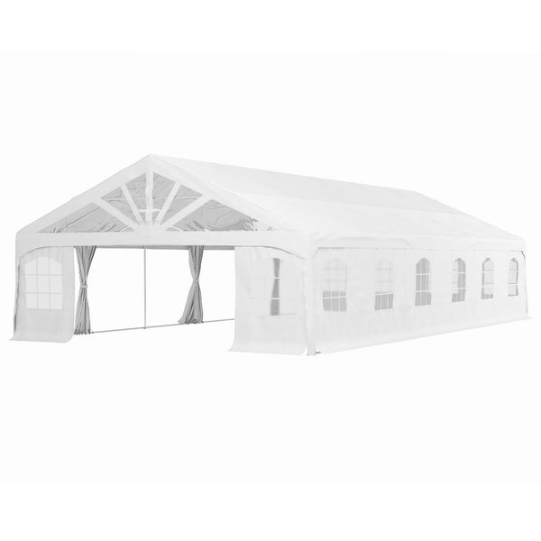 20' x 40' Party Tent, Heavy Duty Outdoor Canopy Tent Shelter with Removable Sidewalls, 2 Doors and 20 Windows, Large Tent for Parties, Wedding, Events, BBQ Grill, White