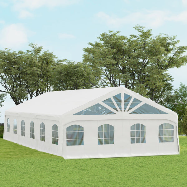 Outsunny 19.5' x 39' Party Tent, Heavy Duty Outdoor Canopy Tent Shelter with Removable Sidewalls, 2 Doors and 20 Windows, Large Tents for Parties, Wedding, Events, BBQ Grill, White