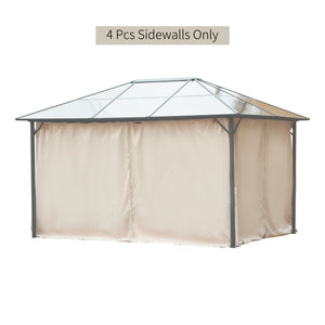 Outsunny 10' x 12' Universal Gazebo Sidewall Set with Panels, Hooks and C-Rings Included for Pergolas and Cabanas, Beige