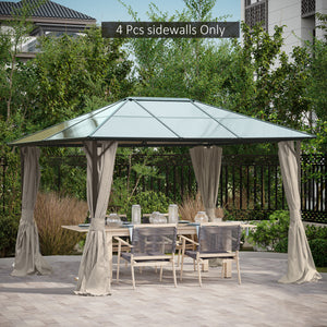 Outsunny 10' x 12' Universal Gazebo Sidewall Set with Panels, Hooks and C-Rings Included for Pergolas and Cabanas, Beige