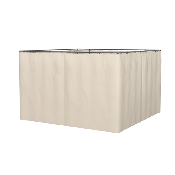 Outsunny 10' x 12' Universal Gazebo Sidewall Set with Panels, Hooks and C-Rings Included for Pergolas and Cabanas, Beige