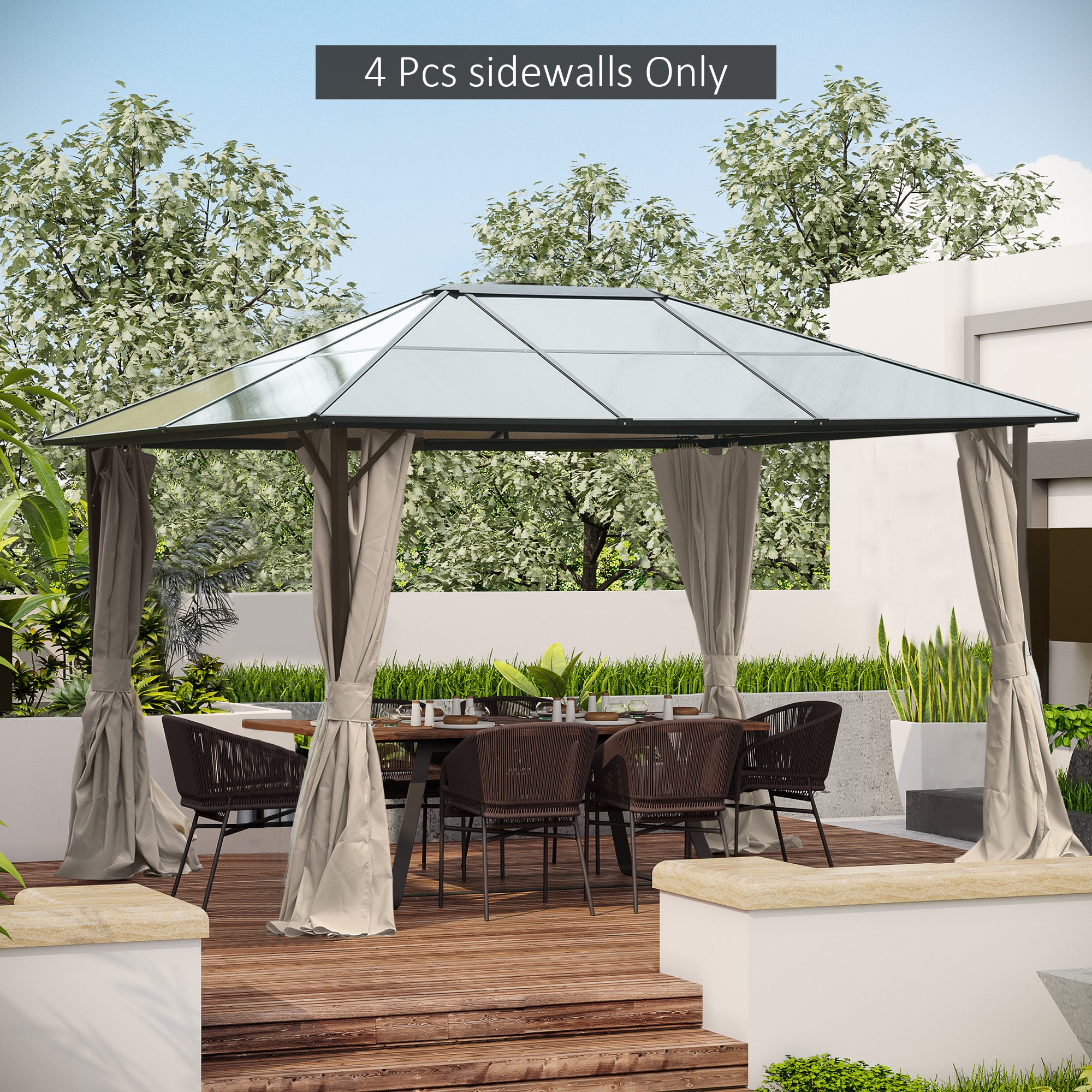 Outsunny 10' x 12' Gazebo Sidewall Set with Hooks/C-Rings, Beige