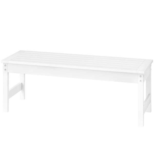 Outsunny 47" Outdoor Bench, 2-Person HDPE All-Weather Garden Bench Seat, Backless Patio Bench with Slatted Seat, Rot and Fade Resistant for Yard, Porch, Park, White