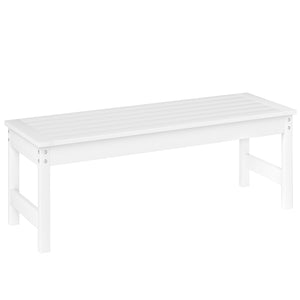 Outsunny 47" Outdoor Bench, 2-Person HDPE All-Weather Garden Bench Seat, Backless Patio Bench with Slatted Seat, Rot and Fade Resistant for Yard, Porch, Park, White