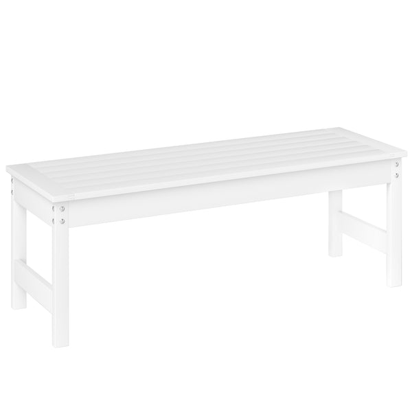 Outsunny 47" Outdoor Bench, 2-Person HDPE All-Weather Garden Bench Seat, Backless Patio Bench with Slatted Seat, Rot and Fade Resistant for Yard, Porch, Park, White