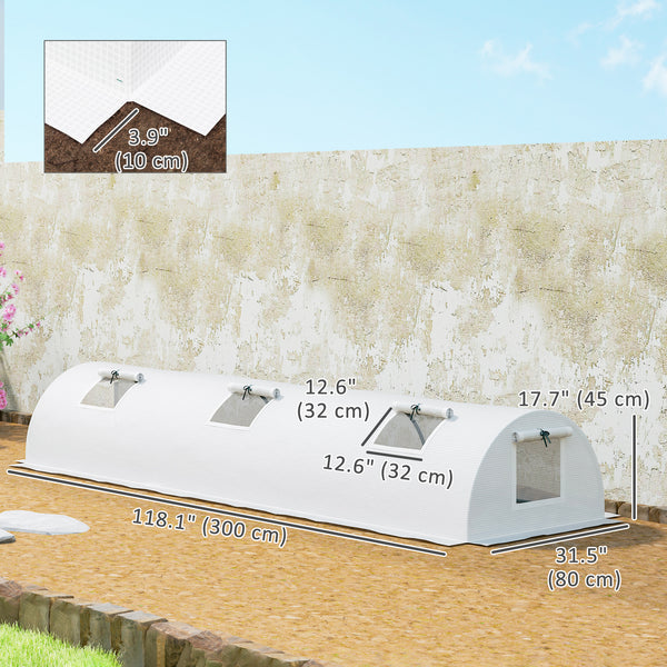 10' x 3' x 2' Portable Mini Greenhouse, Tunnel Growing Tent Plants Flower Warm House with 5 Mesh Windows and Steel Frame, for Garden, Patio, Backyard, White