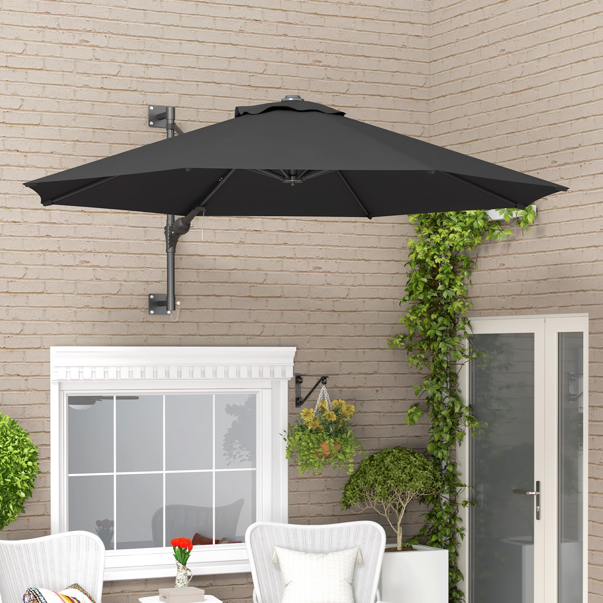 house mounted patio umbrella YODOLLA 10ft Wall Umbrella, Rectangle Outdoor Patio Umbr round protection so that it will remain vibrant and resistant to fading Umbrosa Paraflex Wallflex Round Wall-Mount