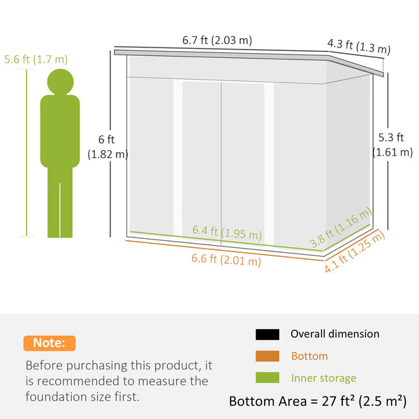7'x 4' Outdoor Storage Shed, Metal Garden Shed with Lockable Double Doors, Foundation Kit and Vents for Patio, Backyard, Tool Storage, Green