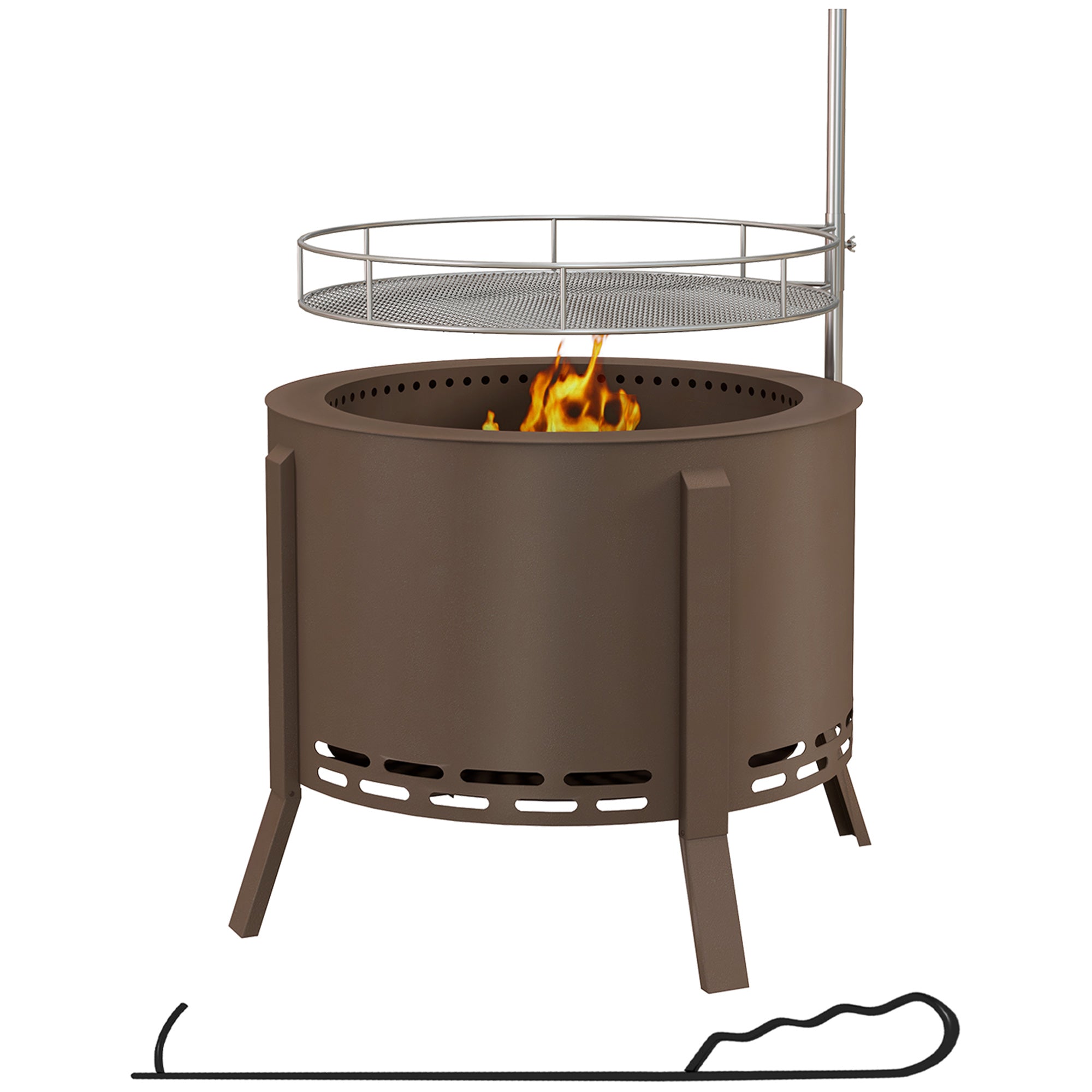 Outsunny Portable 2-in-1 Smokeless Fire Pit & Grill with