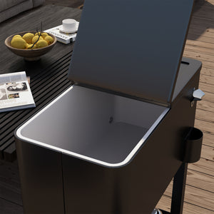 60 Quart Rolling Patio Cooler Cart, Portable Outdoor Cooler with Locking Wheels, Storage Shelf, Steel Bottle Opener, Ice Chest for Patio Backyard Party BBQ, Black