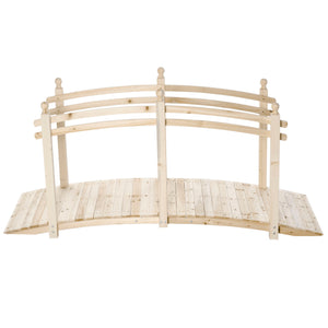 Outsunny 7.5' Wooden Arch Garden Bridge, Safety Rails for Backyard Ponds, Creeks, Streams, Natural