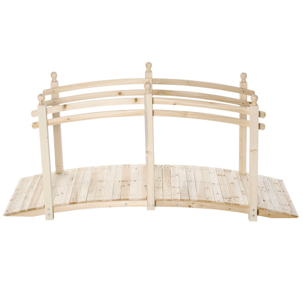 Outsunny 7.5' Wooden Arch Garden Bridge, Safety Rails for Backyard Ponds, Creeks, Streams, Natural