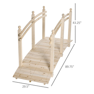 Outsunny 7.5' Wooden Arch Garden Bridge, Safety Rails for Backyard Ponds, Creeks, Streams, Natural