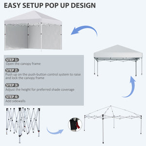 3 x 3 (M) Pop Up Gazebo, UPF 30+ with 2 Sidewalls, Leg Weight Bags and Wheeled Bag, Height Adjustable Party Tent Event Shelter for Garden, Patio, White