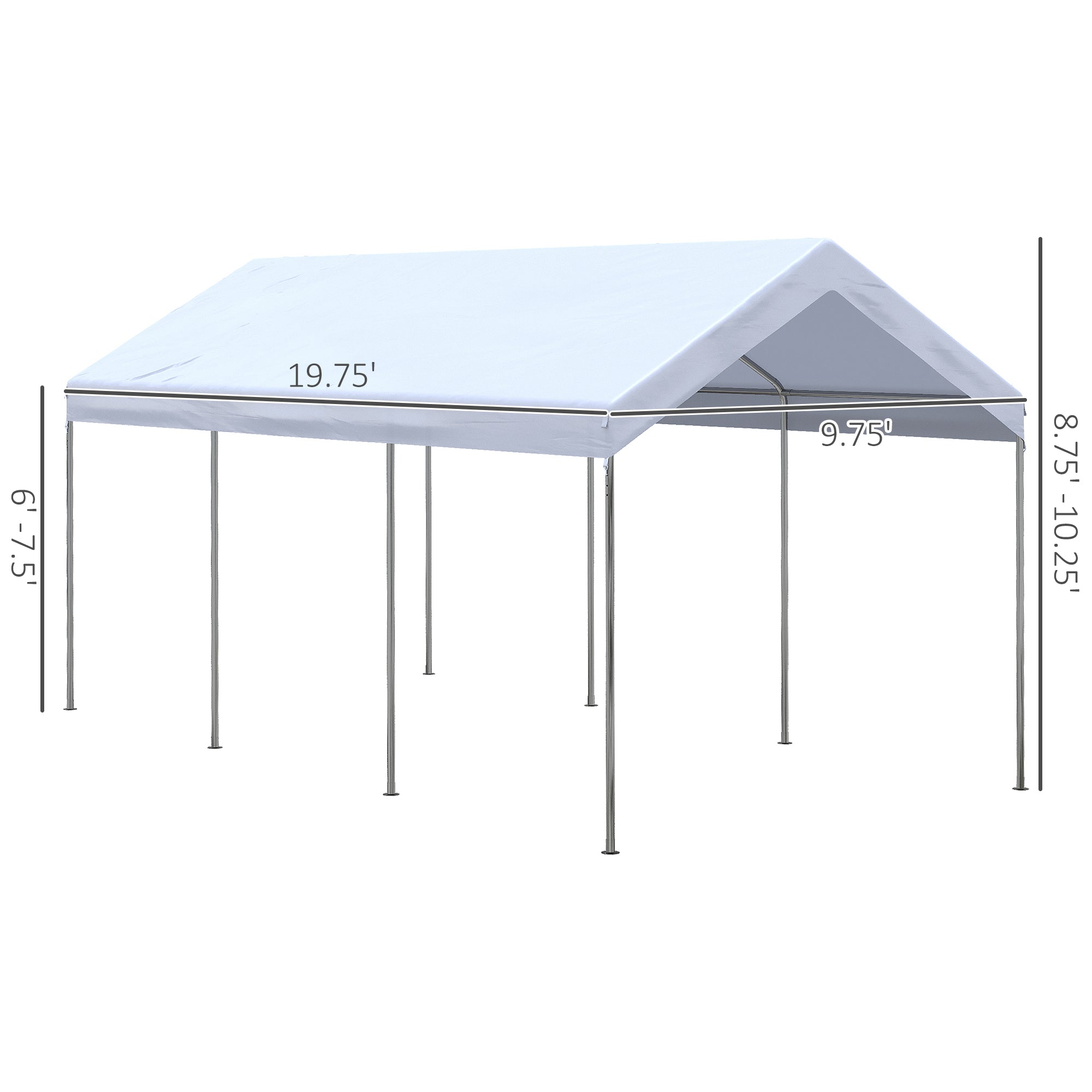 portable outdoor foldable car garage tent Outsunny 10' x 20' Adjustable Height Portable Canopy Tent with 8 Legs, Shelter for Outdoor Storage, White