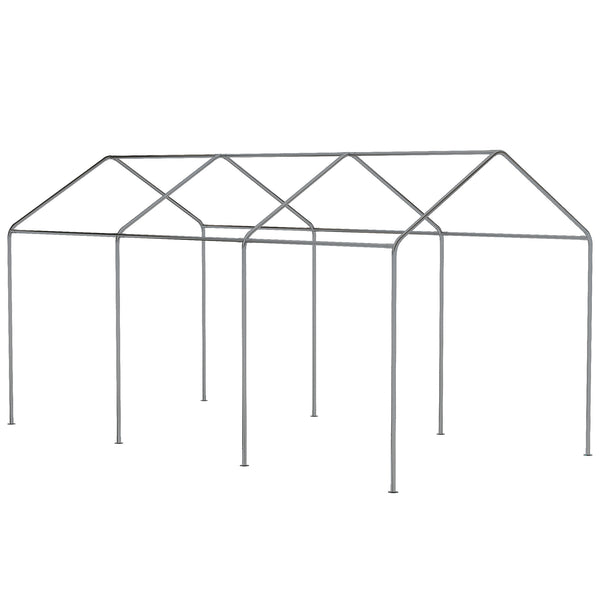 Outsunny 10' x 20' Party Tent and Carport, Height Adjustable Portable Garage, Outdoor Canopy Tent 8 Legs without Sidewalls for Car, Truck, Boat, Motorcycle, Bike, Garden Tools, White