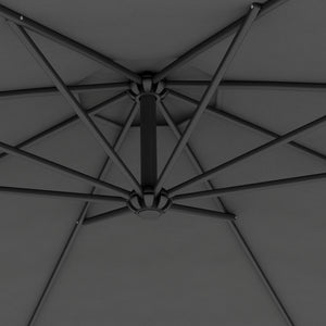 10' Deluxe Patio Umbrella, Outdoor Market Parasol, Banana Hanging Offset Sunshade with Crank, Cross Base, Grey