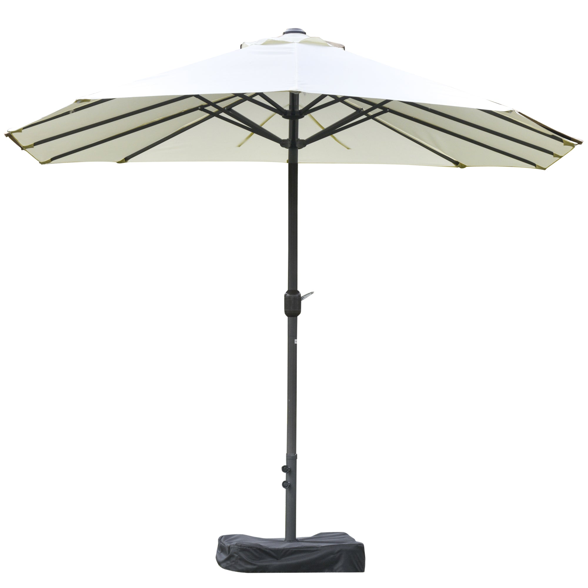Outsunny 15ft Patio Umbrella with Base, Rectangular, Double-Canopy, UV-Blocking, Easy Crank, Beige