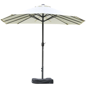 Outsunny Patio Umbrella 15' Steel Rectangular Outdoor Double Sided Market Umbrella with base, Sun Protection & Easy Crank for Deck Pool Patio, Beige