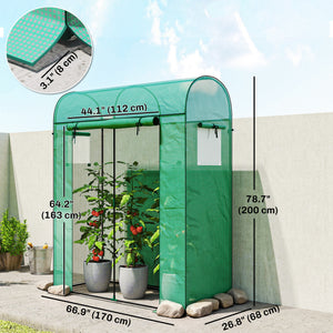 6' x 2' x 6.6' Mini Greenhouse, Portable Garden Green House with Roll-up Door and Mesh Windows, Small Plant Greenhouse with PE Cover, Steel Frame for Indoor Outdoor, Green