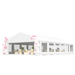 23 x 39 ft Heavy Duty Party Tent Outdoor Gazebo Wedding Tent Event Shelter Carport BBQ with Removable Sidewalls & Windows, Outside Waterproof Canopy for Parties, White
