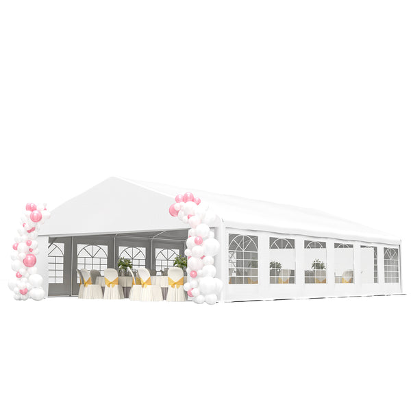 23 x 39 ft Heavy Duty Party Tent Outdoor Gazebo Wedding Tent Event Shelter Carport BBQ with Removable Sidewalls & Windows, Outside Waterproof Canopy for Parties, White
