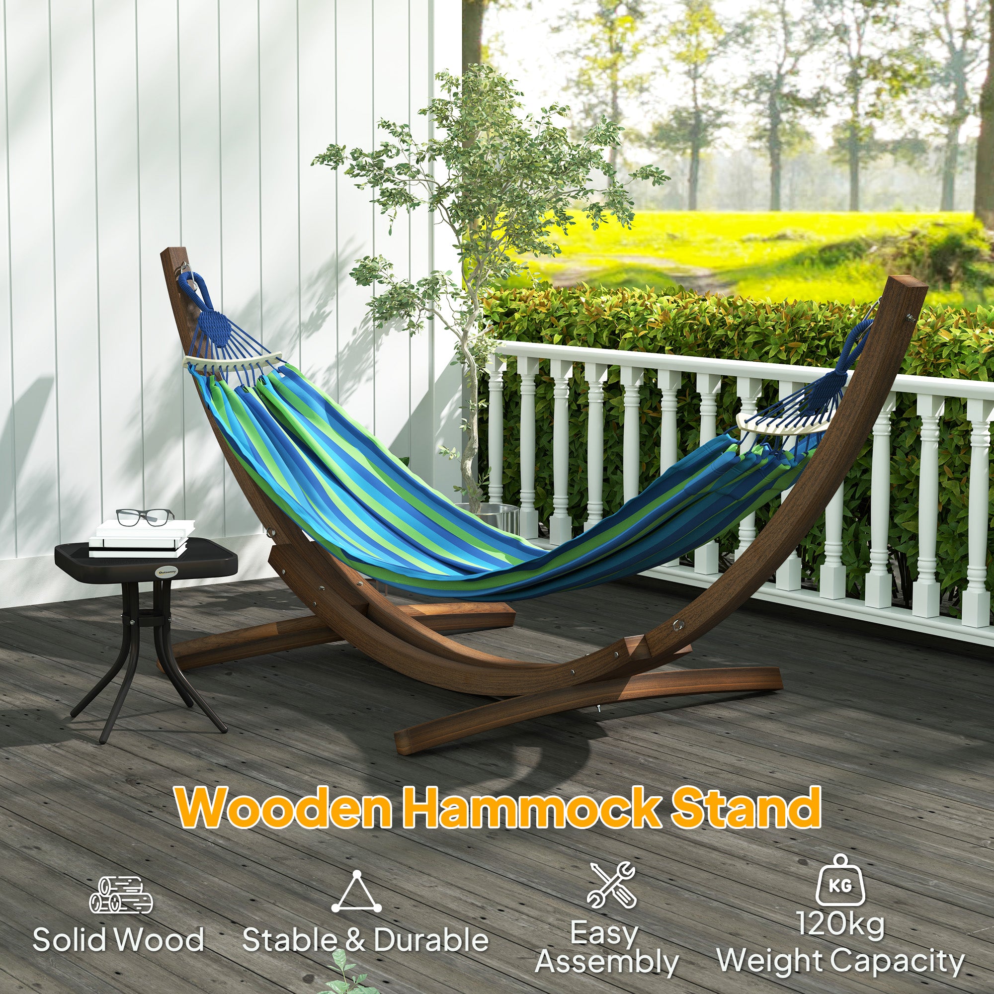 3(m) Wooden Hammock Stand, Person Hammock Frame with Chain and