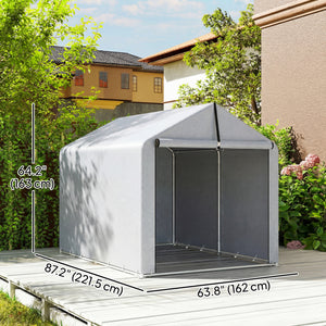 7' x 5' Portable Shed, Waterproof Bike Tent with Roll-up Zipper Door and Galvanized Steel Frame, Outdoor Storage Shed for Bike, Firewood, Garden Tools, Light Grey