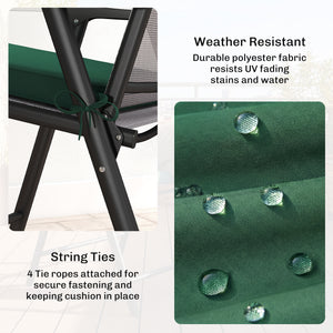 Set of 6 Chair Cushion Seat Pads Dining Chair w/ Straps, Indoor Outdoor Removable Tie On Garden Patio, Green