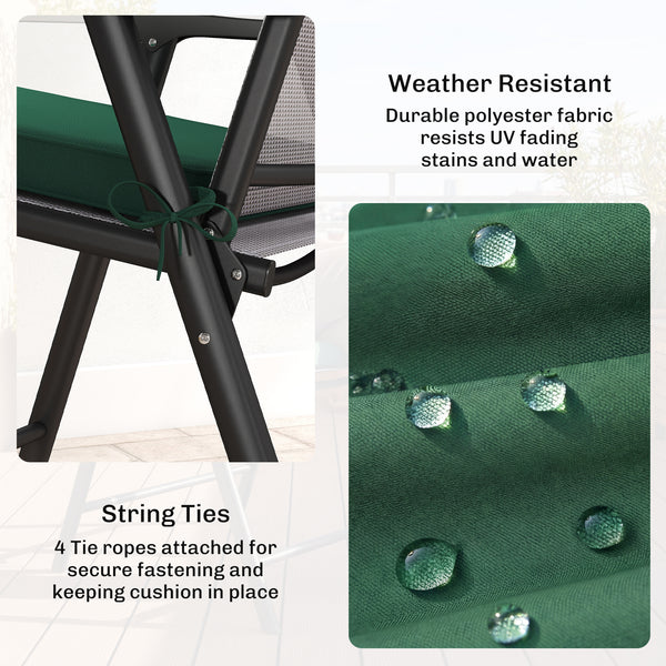 Set of 6 Chair Cushion Seat Pads Dining Chair w/ Straps, Indoor Outdoor Removable Tie On Garden Patio, Green