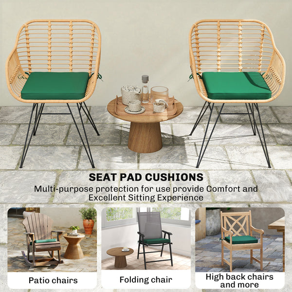 Set of 6 Chair Cushion Seat Pads Dining Chair w/ Straps, Indoor Outdoor Removable Tie On Garden Patio, Green