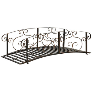 Outsunny 6' Metal Arch Backyard Garden Bridge, Safety Siderails, Arc Footbridge for Backyard Creek, Stream, Pond, Bronze